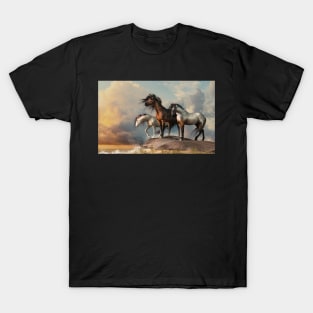 Three Horses at the Beach T-Shirt